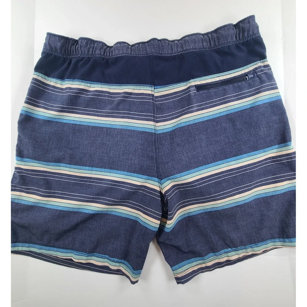 Speedo Swim Trunks Shorts Mens 2X Blue Striped Lined Resortwear Surf Summer